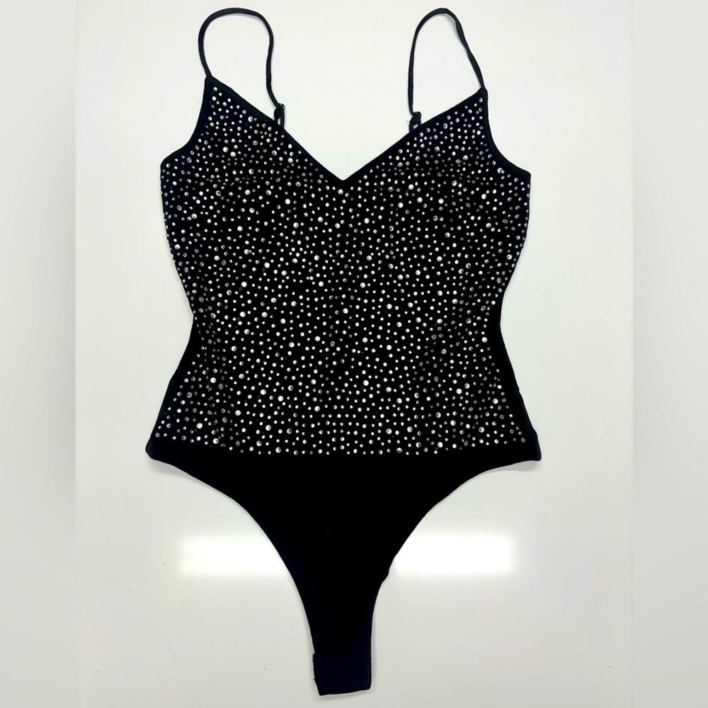 ASTR the label / black bodysuit with rhinestones XS